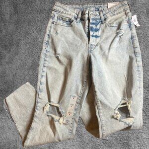 Old Navy Size 6 High Rise O.G. Straight Leg Jeans Stretch Light Wash Modern